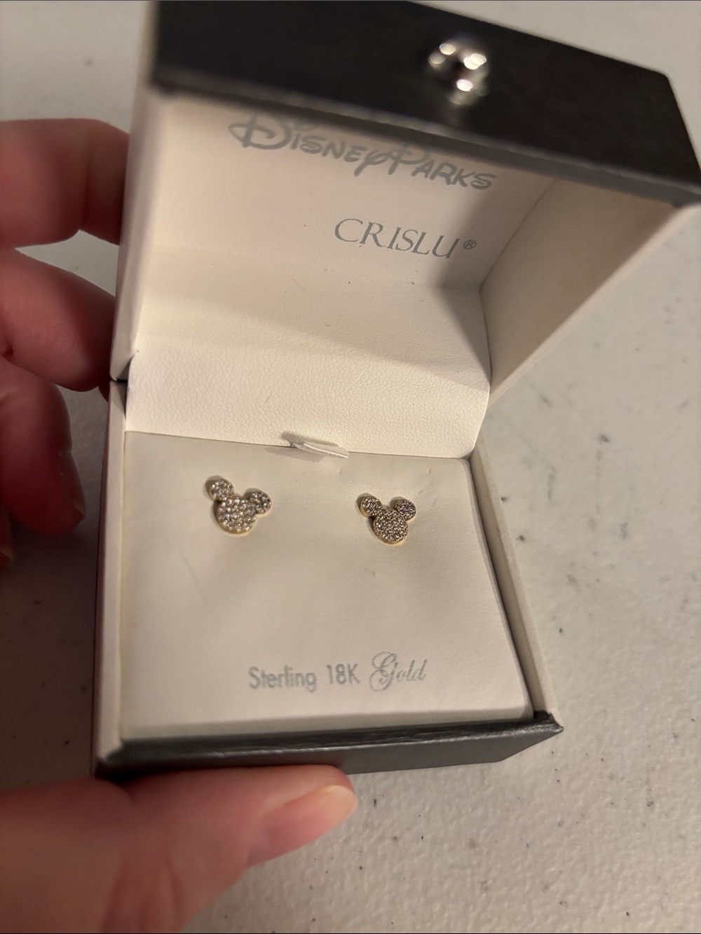 Crislu Disney Parks Sterling 18K Gold Pave Mickey Stud Earrings - Gold